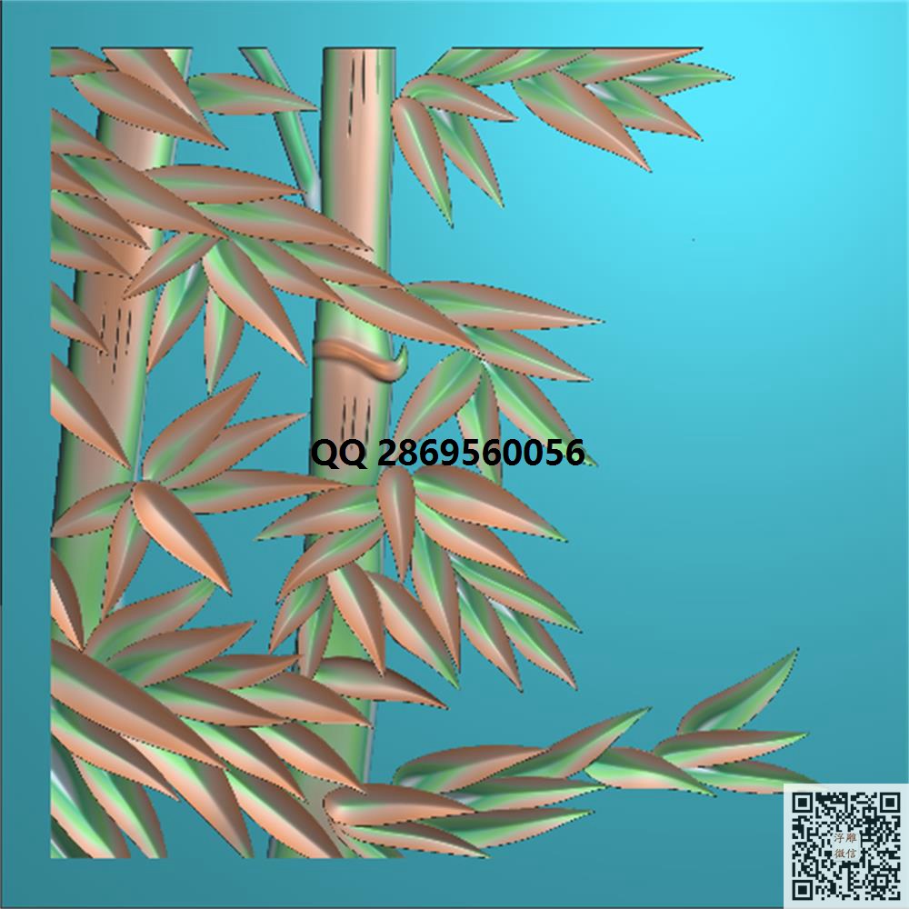 MLZJ-481 竹 方牌_花草浮雕素材洋花四季花鸟精雕图浮雕图